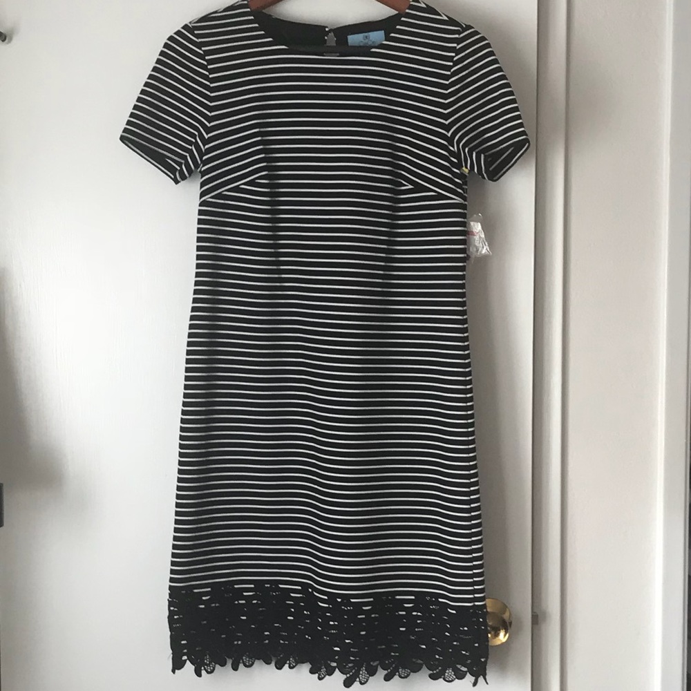 New with tags Cece Stripe Dress with Lace detail